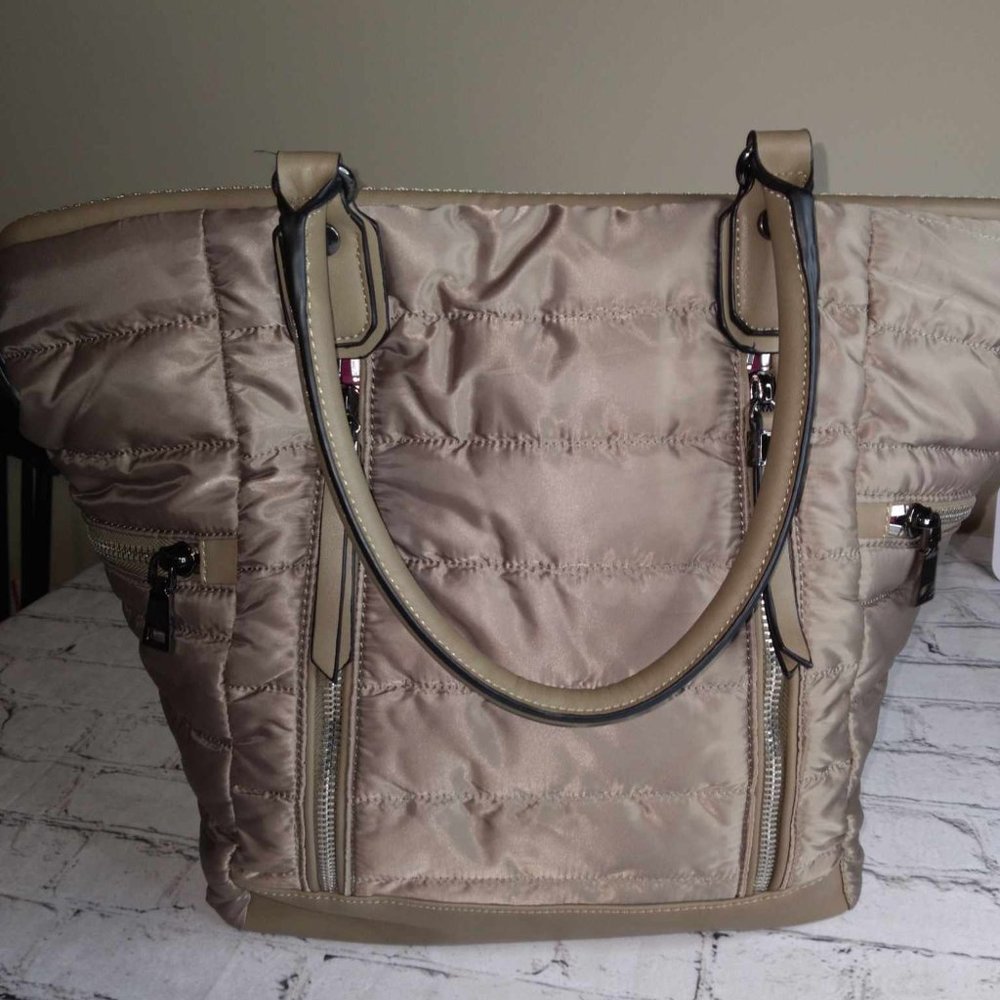 SOL & SELENE Quilted Fabric Bag Tote Handbag Purse